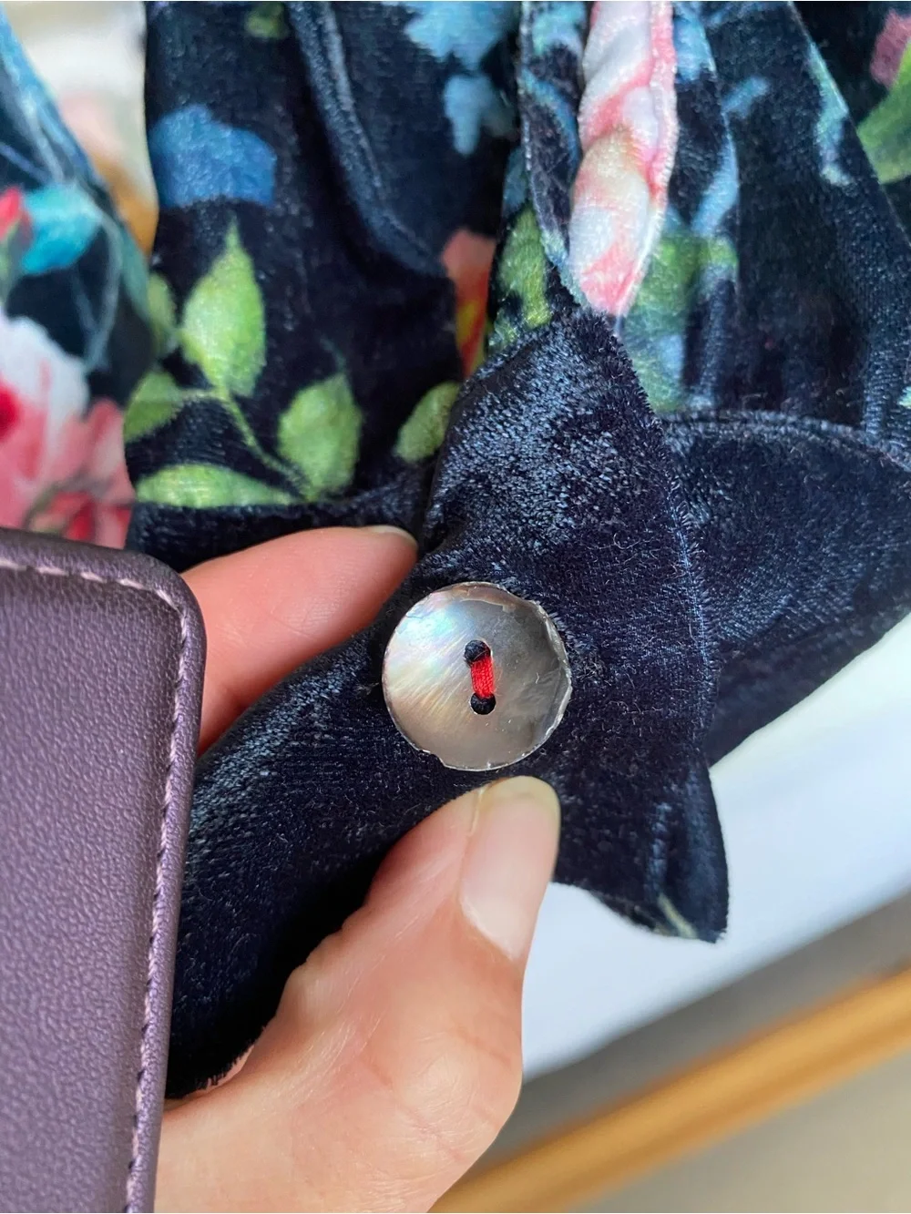 Soft Surroundings Navy Velvet Floral Shirt - Picture 8 of 11
